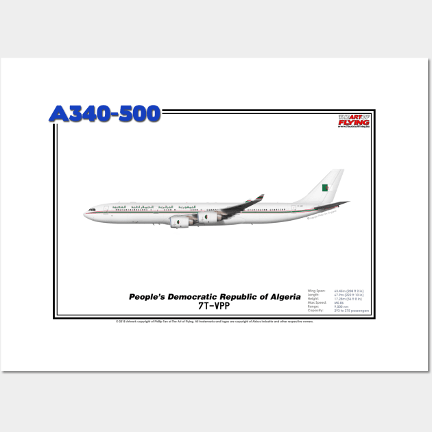 Airbus A340-500 - People's Democratic Republic of Algeria (Art Print) Wall Art by TheArtofFlying